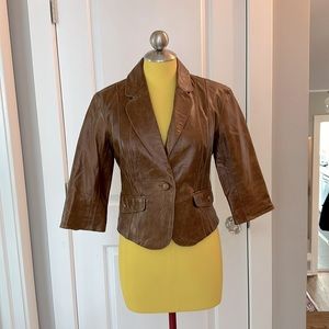 June leather cropped jacket
